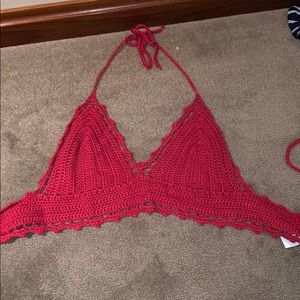 Red crochet bralette